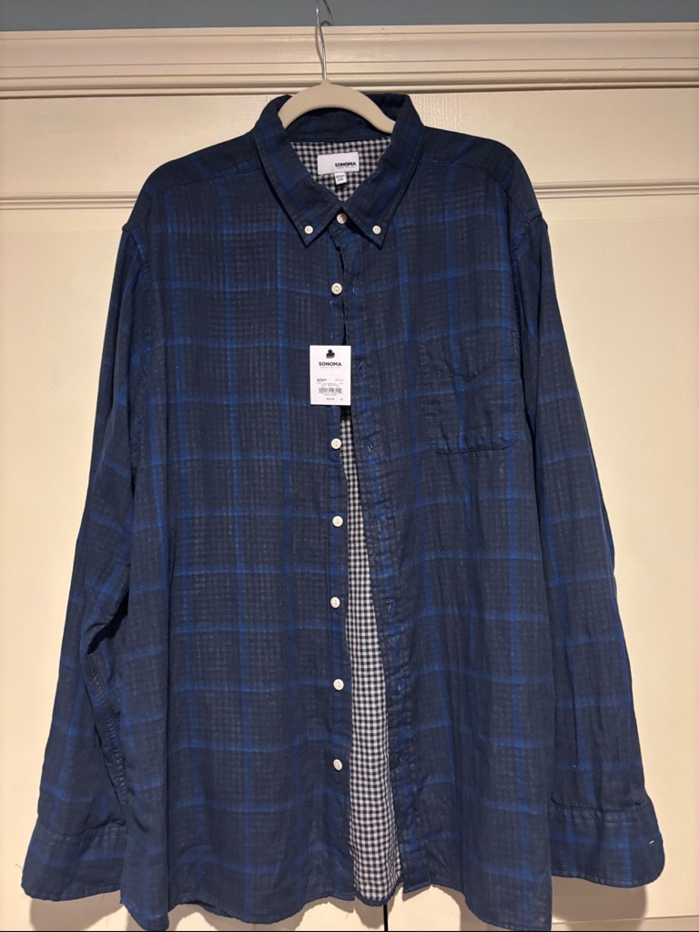 Casual Navy Plaid Button-Down Shirt - Sonoma